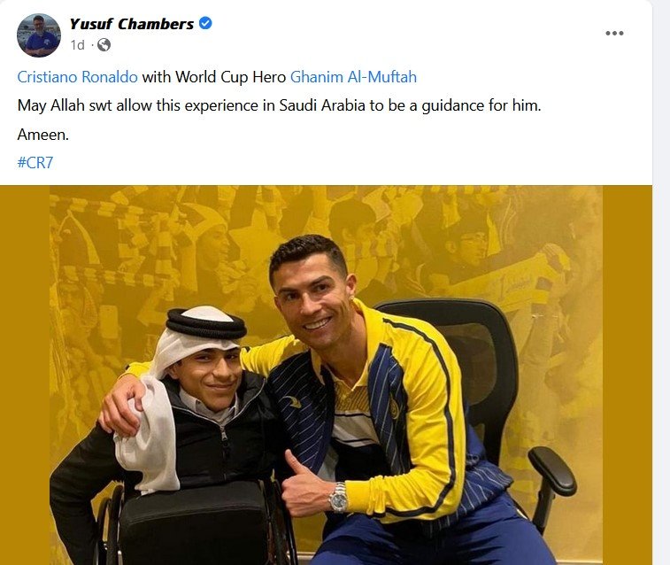 Yusuf Chambers prays for 'guidance' to Cristiano Ronaldo 2 Screenshot 2023 01 11 123336