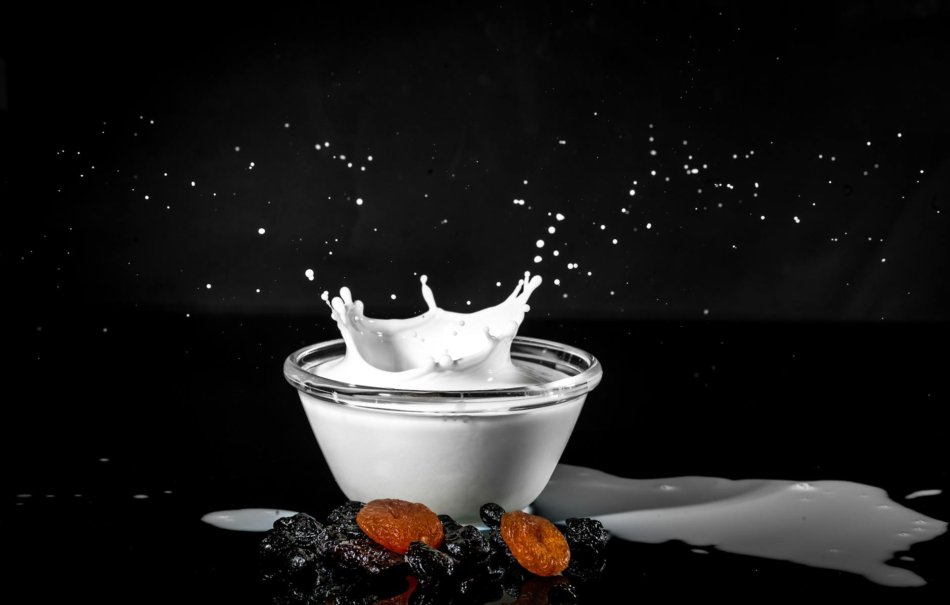 white liquid filled glass bowl