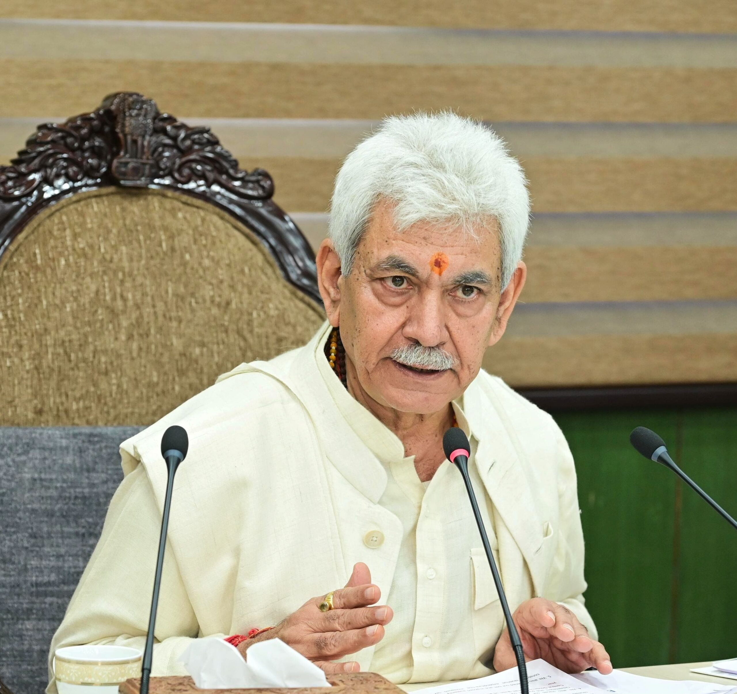 Lt Governor Sh Manoj Sinha chaired a review meeting wiht senior officials on the budgetary expenditure 2 scaled