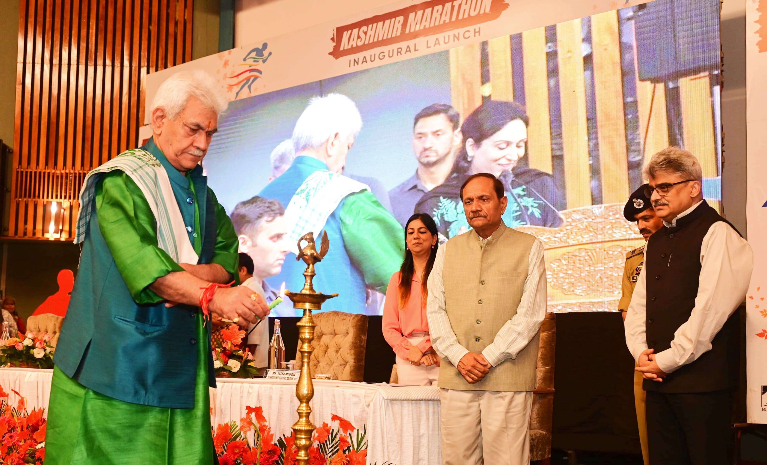 Lt Governor Sh Manoj Sinha unveiled the logo website and teaser of inaugural edition of Kashmir Marathon 4 scaled